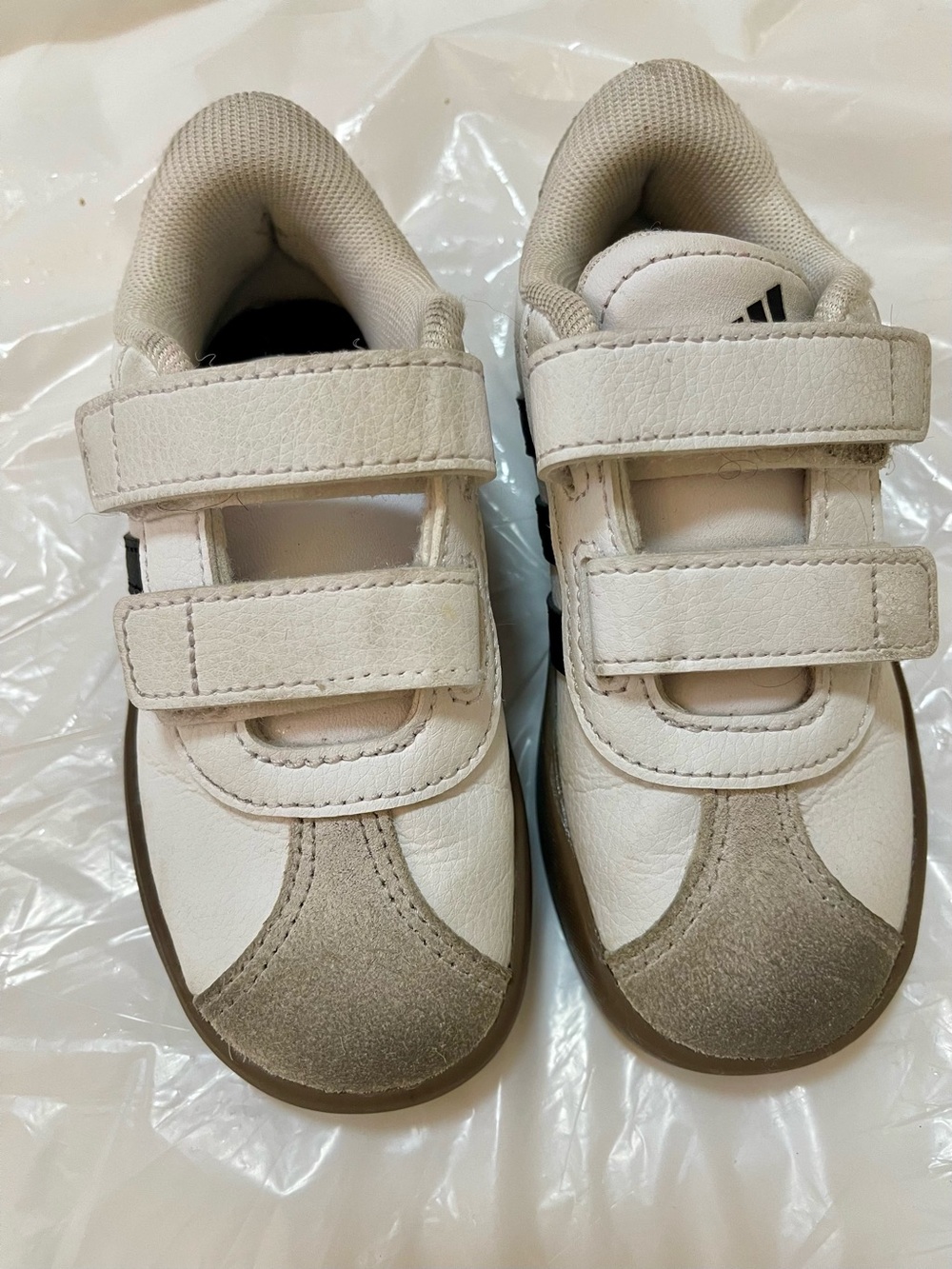 adidas Kids White and Tan Velcro Sneakers